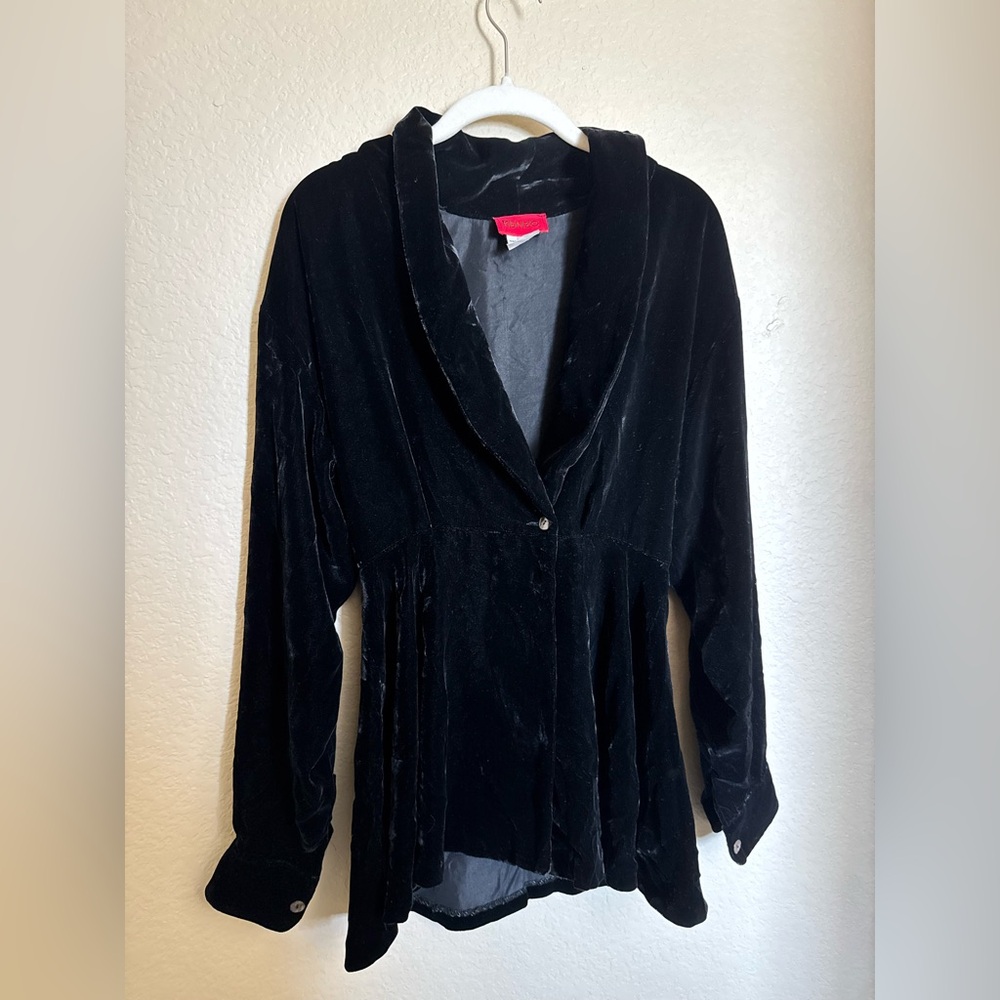 KENZO‎ Crushed Velvet Blazer Dress Jacket Sz 36 in Black